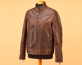 Brown leather jacket for men • custom jacket • mens leather jacket • biker jacket • brown jacket • men jacket • motorcycle jacket