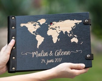 Travel Photo Album, Photo Album, Travel Album, Wood Photo Album, Wedding Album, Travel Guest Book, Custom Wedding Album, Map Guest Book