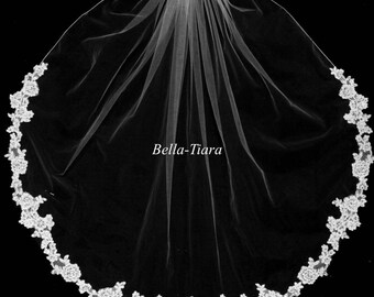 FREE SHIPPING, lace wedding veil, lace veil, ivory lace veil, vintage lace bridal veil, beaded lace veil, romantic veil