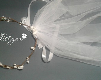 Boho wedding wreath flower crown wreath veil wreath bachelorette party headband bridesmaids hairpiece bridal shower headpiece ivory hen