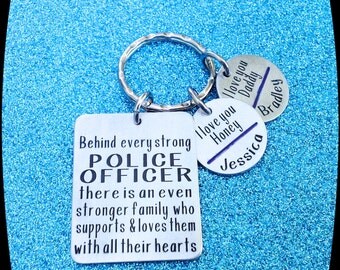 Police Officer Gift, Husband Police Officer Key Chain- police officer, law enforcement, graduation gift, Thin Blue Line Gift, engraved