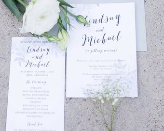 Grey Watercolor Wedding Invitation