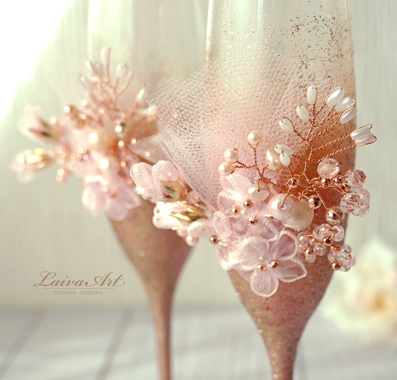 cake set wedding knife gold Champagne Rose Glasses Gold Champagne Wedding Flutes Wedding