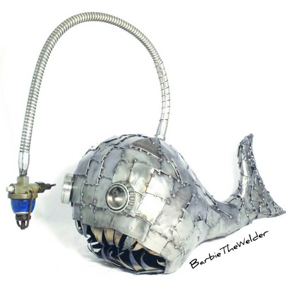 Angler Fish Fine Art Welded Metal Sculpture Deep Sea Creature