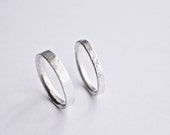 Silver Wedding Ring Set - Distressed Texture - Unique Wedding Band Set - Recycled Sterling Silver