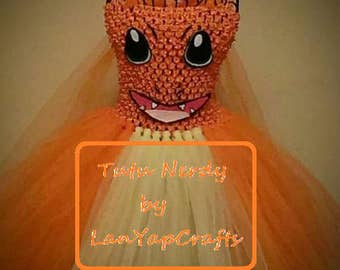 Deluxe Fire Lizard Pocket Monster Tutu Dress by LanYapCrafts TutuNerdy Charmander Pokemon Baby Toddler Girl Halloween Costume