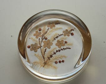 Dried Flowers Paperweight, Vintage Paperweight,