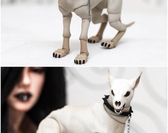 To order. BJD dog 7 or 9 cm. Ball jointed dog has from 1 to 5 heads on magnets. BJD pet BJD dog articulated jointed dog figure bjd hellhound