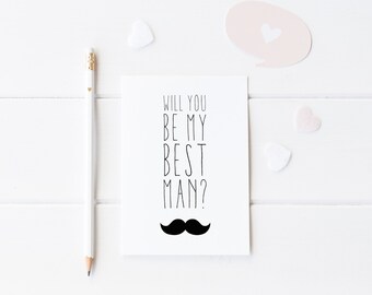 Will You Be My Best Man? Moustache Wedding Card, Best Man Wedding Card, Groomsman Card, Be My Best Man, Wedding Card For Him, Best Friend