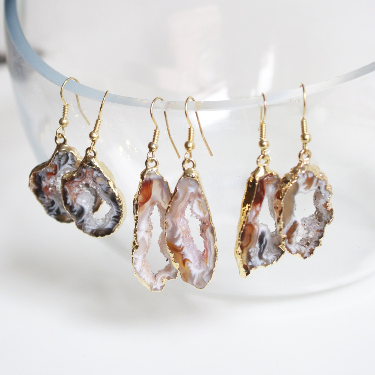 Geode Earrings Stone Earrings Dangle Earrings Boho