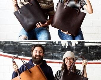 Leather Tote HUGE SALE - Leather Bag Handmade in Portland, Full-Grain Cowhide- Award Winning Leather Tote Portland Leather Goods