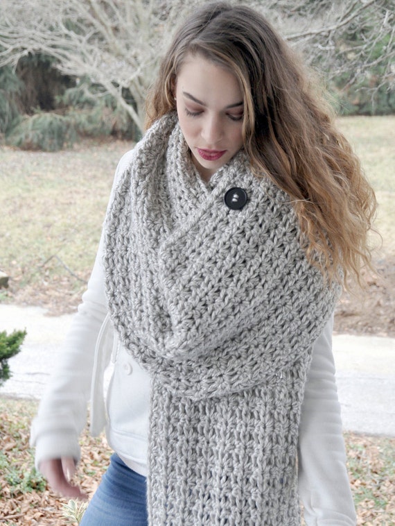 Crochet Pattern - Chunky Blanket Scarf - Crochet Wrap or Shawl - Unisex ...