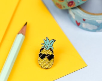 Pedro the Pineapple Lapel Pin | Cute enamel pin hat badge