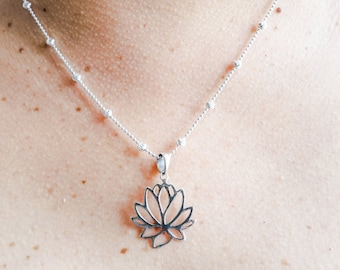 Dainty Lotus flower pendant Silver Lotus Flower Pendant Lotus Flower Necklace Lotus Flower Jewelry Yoga Jewelry Lotus Flower Free shipping