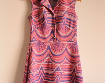 Vintage 1960s Dress - 1960s Mod Dress - 1960s Mini Dress - Sleeveless Shift Dress - Vintage Dress - psychedelic colours - funky colours