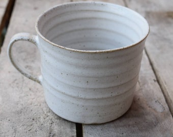 Handmade ceramic mug *Made to order* Hand crafted medium size pottery mug with speckled white stoneware glaze