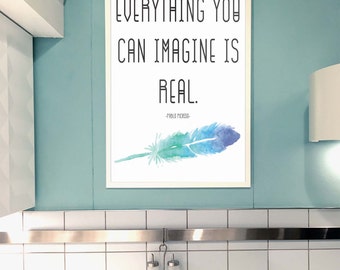 Pablo Picasso quotes Imagine Inspirational Art Coffee shop Entryway Wall Decor Picasso Prints