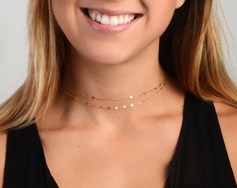 Dainty Chain Choker, Simple Gold Choker, Dainty Jewelry, Layering Necklace, Wrap Choker Necklace, Minimalist Jewelry, Delicate Gold Choker,