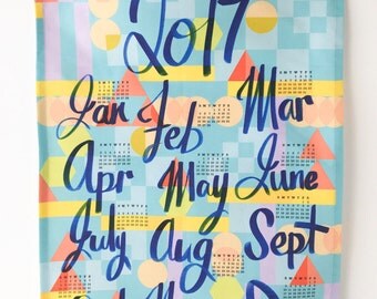 2017 Calendar Tea Towel in Blue