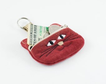 Kitty Coin Pouch, Kitty Coin Purse, Cat Coin Pouch, Kitty Pouch, Coin Pouch, Cat Lover Gift, Cat Gift