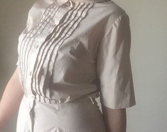M mid century Peter Pan collar womens vintage LADY BIRD tags cotton button up short sleeve aline vintage 50s 60s Retro mod