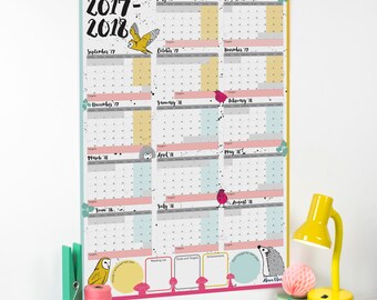 2017 2018 Academic Wall Planner - Calendar planner - student wall planner - Academic Planner - calendar - 2018 Planner - Giant Wall Planner