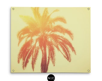 Golden Palm - Wall Tapestry, Yellow Ombre Palm Tree Art, Boho Chic Beach Surf Coastal Interior Decor Hanging. In Small Medium and Large Size