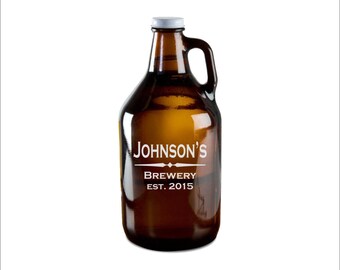 SHIPS FAST, Custom Growler, Etched Growler, Personalized Beer Growler, Engraved Growler, Beer Brewery Gift, Wedding Gift, Groomsmen, GR01