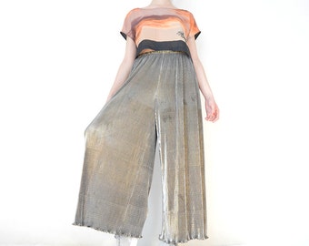 Gold Shiny Vintage Palazzo Pants Made in France