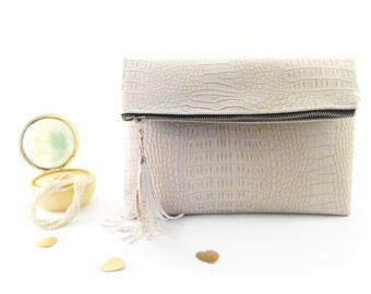 Bridal clutch bag Ivory wedding purse bag Bridesmaid clutch Leather bridal bag Ivory wedding bag Leather wedding purse Leather bridal purse
