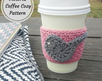 Victoria / Coffee Cozy Pattern / Beginner Crochet Pattern / Easy Crochet Pattern / Coffee Sleeve Pattern / DIY Coffee Cozy / Crochet Pattern