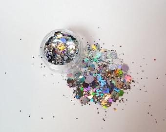 SPACE COWGIRL Silver Holographic Chunky Festival Glitter Face Glitter Body Glitter