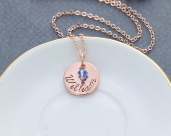 Rose Gold Custom Name Necklace • Personalized Rose Gold Child Gift • Rose Gold Jewelry • Rose Gold Tiny Necklace • Minimal Necklace •Stamped