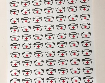 84 Nurse Hat Planner Sticker Sheet, Work shift Sticker, RN stickers, Nurse Hat Stickers, Nurse Planner, Dr. Appointment