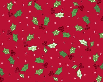 Christmas Fabric Holly & Berries Red Maywood Studio Kim Christopherson Jingle all The Way