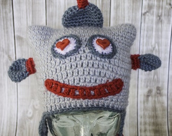 Love Bot Crochet Hat Valentines day hat