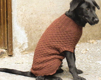 Dog Sweater Coat Knitting Pattern Knit Dog Sweater Coat Knitting Pattern Full Coverage Small Med Large XL PDF Instant Download