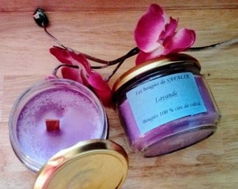 Colza Wood Wick Candles, Candle Box Set, Scented candles lavender, purple candle, candle glass container, gift
