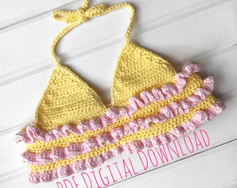 The Penny Crop Top PDF DIGITAL DOWNLOAD Crochet Pattern, baby/toddler crop top, little girl crop top pattern ruffle crop top crochet pattern