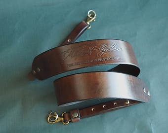Leather Camera Strap,Your Logo Embossed, Personalized Leather Camera Strap, anniversary mens gift, travelers gift