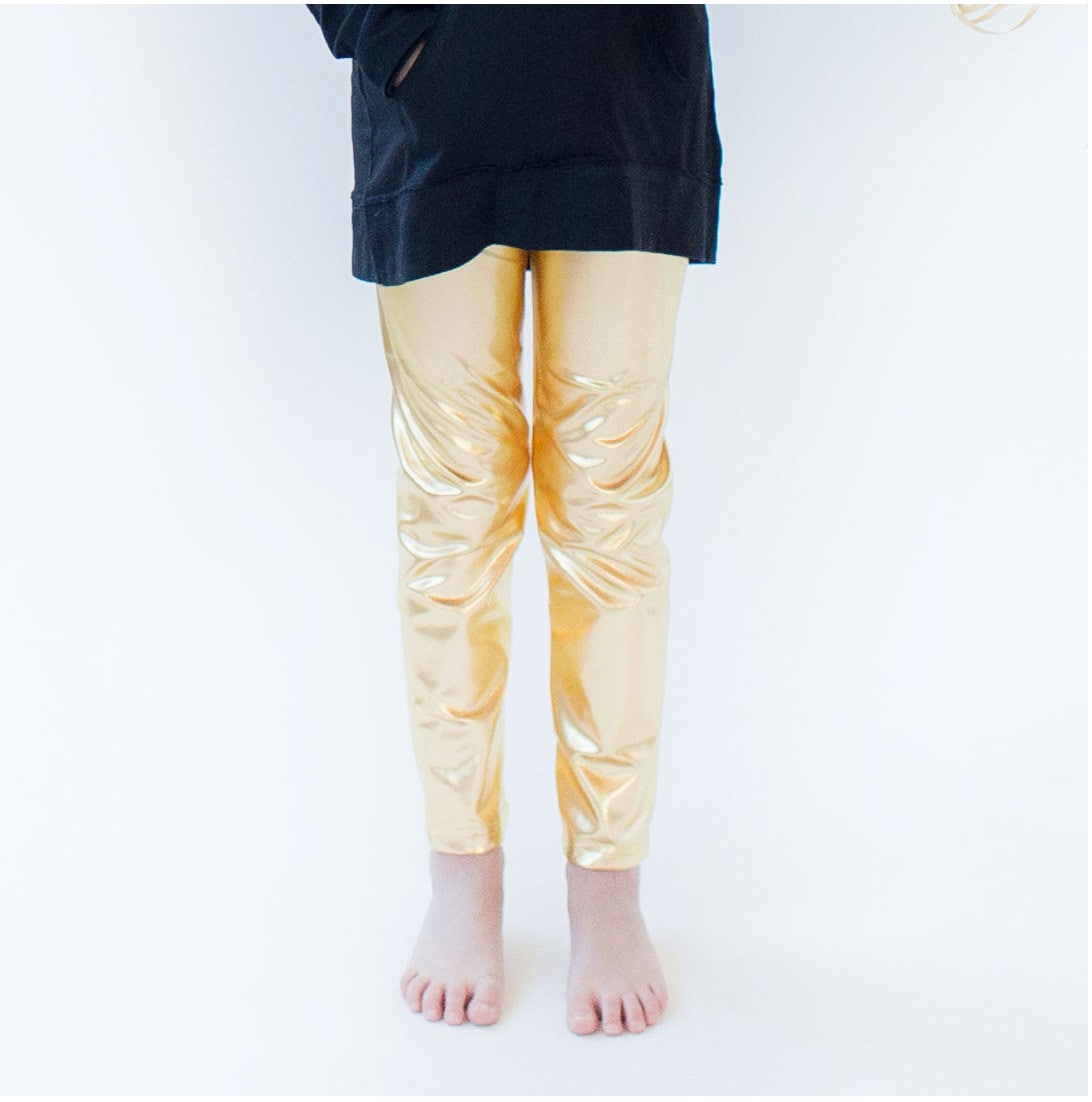 Gold Leggings Gold Kids Leggings Gold Girl's Leggings Gold