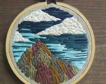 Colored Mountains 3 inch embroidery HOOP ART