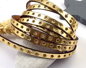 1 meter flat 6mm metallic leather perforated stars or high quality