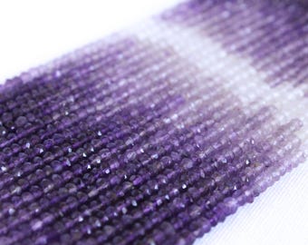 Ombre Amethyst Beads - Full Strand 13.5" - 2mm x 3mm Faceted Rondelle Beads - Purple Beads - Gemstone Beads - February Birthstone / GB-031