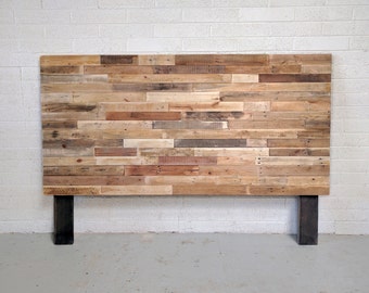 recycled pallet wood headboard or bed - custom reclaimed king queen full twin cali set