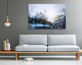 Skyrim landscape painting print
