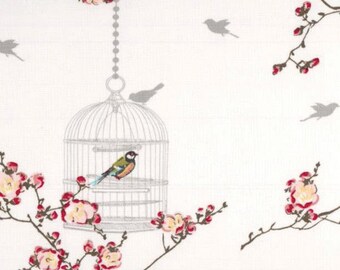 AU MAISON oilcloth birdcage white bird cage coated cotton 1 m