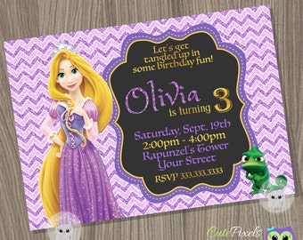 Rapunzel Invitation, Tangled Invitation, Tangled Birthday Invitation, Rapunzel Birthday, Princess Invitation, Disney Princess Invitation