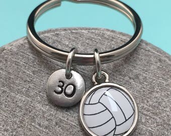Volleyball keychain, volleyball charm, sports keychain, personalized keychain, initial keychain, initial charm, customized, monogram
