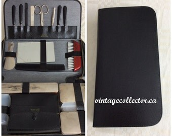 Mens vintage leather mid century travel grooming case